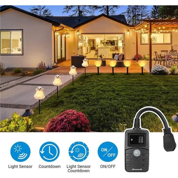 Light Timer Outdoor Weatherproof,Countdown Photocell SensorTimer with Electrical - Picture 3 of 8